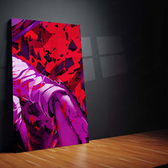 Anime Metal Poster Set of 3 | Denji Chainsaw Man | Chainsaw Man Anime Triptych Wall Art | Red & Purple 3 Panel Metal Print