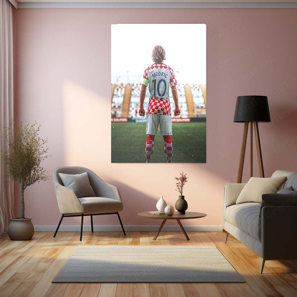 Luka Modrić #10 – Croatia National Team Back Pose Metal Frame | Iconic Midfielder Wall Art - TURTLEWINGS 
