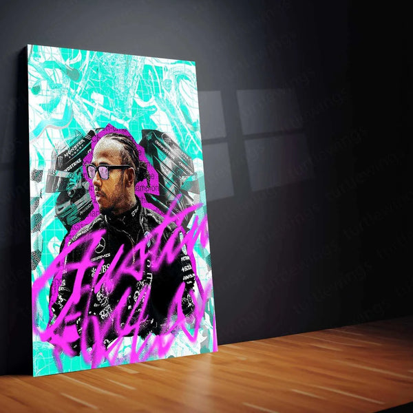Lewis Hamilton Metal Poster | Formula 1 Racing Artwork | Mercedes-AMG F1 Wall Decor - TURTLEWINGS 