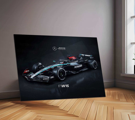 Mercedes-AMG F1 W15 Metal Poster | 2025 Formula 1 Racing Artwork | Silver Arrows Wall Decor - TURTLEWINGS 