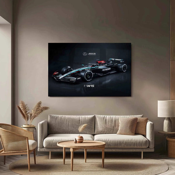 Mercedes-AMG F1 W15 Metal Poster | 2025 Formula 1 Racing Artwork | Silver Arrows Wall Decor - TURTLEWINGS 