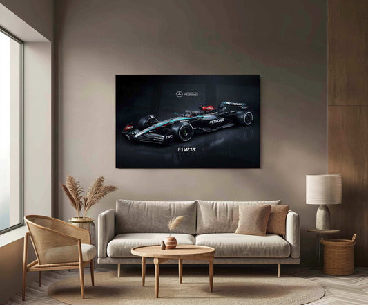 Mercedes-AMG F1 W15 Metal Poster | 2025 Formula 1 Racing Artwork | Silver Arrows Wall Decor - TURTLEWINGS 