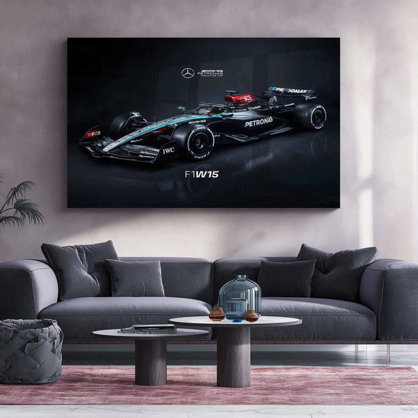 Mercedes-AMG F1 W15 Metal Poster | 2025 Formula 1 Racing Artwork | Silver Arrows Wall Decor - TURTLEWINGS 