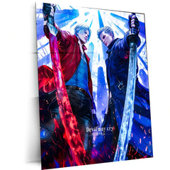 Anime Metal Poster | Devil May Cry – Dante vs Vergil | Brothers of Fate Metal Frame Poster