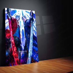 Anime Metal Poster | Devil May Cry – Dante vs Vergil | Brothers of Fate Metal Frame Poster