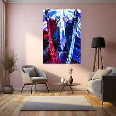 Anime Metal Poster | Devil May Cry – Dante vs Vergil | Brothers of Fate Metal Frame Poster