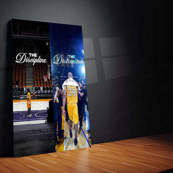 Quote Metal Poster | Kobe Bryant – Discipline Over Distraction Metal Frame | Mamba Mentality Focus Wall Art | Motivational Basketball Quote Metal Poster