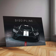Discipline – Ford GT Black Heritage Edition Metal Frame | Hypercar Focus Quote Wall Art - TURTLEWINGS 