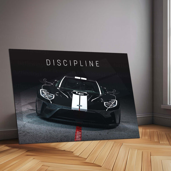 Discipline – Ford GT Black Heritage Edition Metal Frame | Hypercar Focus Quote Wall Art
