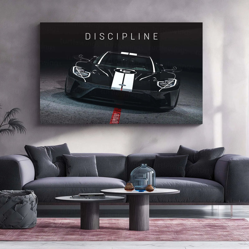 Discipline – Ford GT Black Heritage Edition Metal Frame | Hypercar Focus Quote Wall Art - TURTLEWINGS 