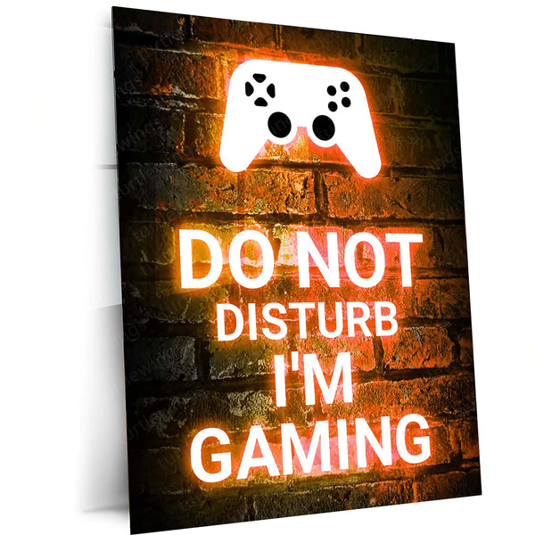 Game Metal Poster | Do Not Disturb – I’m Gaming Neon Metal Poster | Gamer Room Wall Frame
