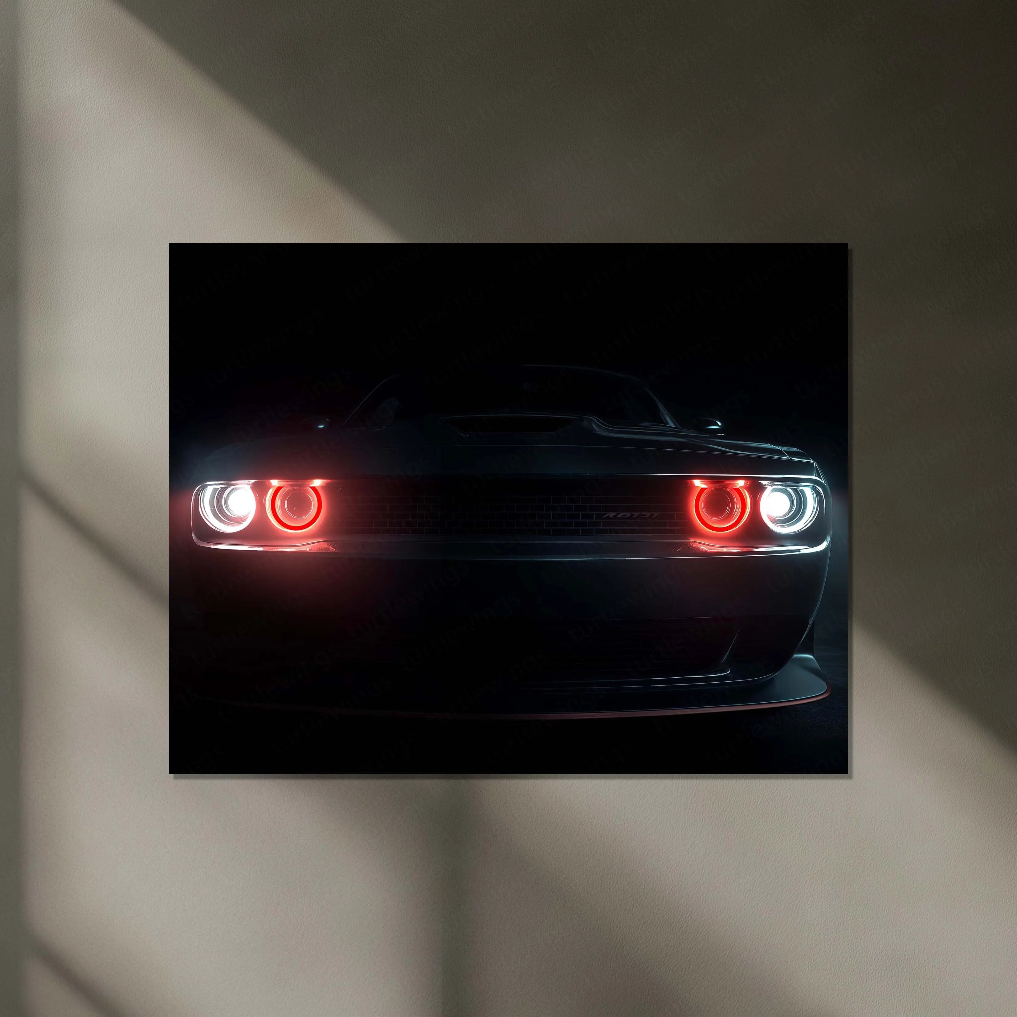 Dodge Challenger – The Hellfire Gaze | Neon Metal Frame – TURTLEWINGS
