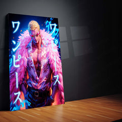 Anime Metal Poster | Doflamingo Pink Feather Coat – One Piece Anime Metal Poster | Villain Wall Frame