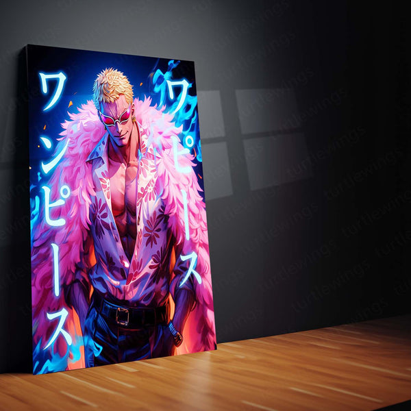Anime Metal Poster | Doflamingo Pink Feather Coat – One Piece Anime Metal Poster | Villain Wall Frame