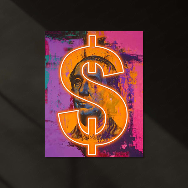 Dollar Sign Neon LED Metal Frame | Money Vibes Wall Art | LED Cash Glow Decor for Hustlers & Creators