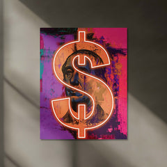 Dollar Sign Neon LED Metal Frame | Money Vibes Wall Art | LED Cash Glow Decor for Hustlers & Creators