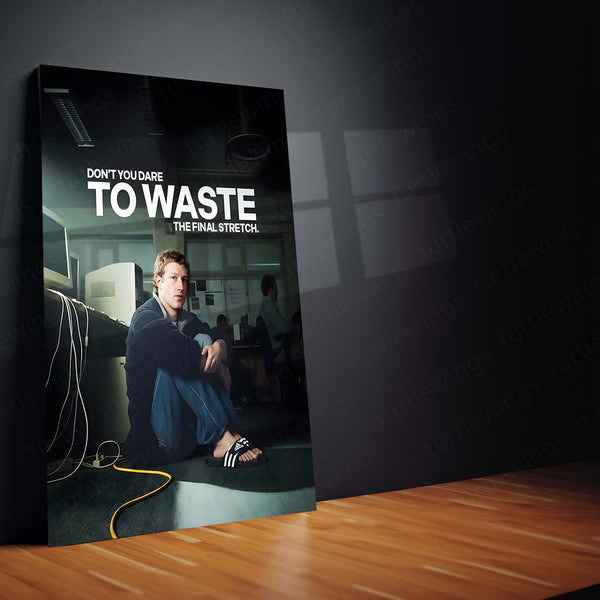 Quote Metal Poster | Mark Zuckerberg – Don’t Waste the Final Stretch Metal Frame  Relentless Focus & Builder’s Endgame Mindset Wall Art | Execution Over Comfort Quote Metal Poster