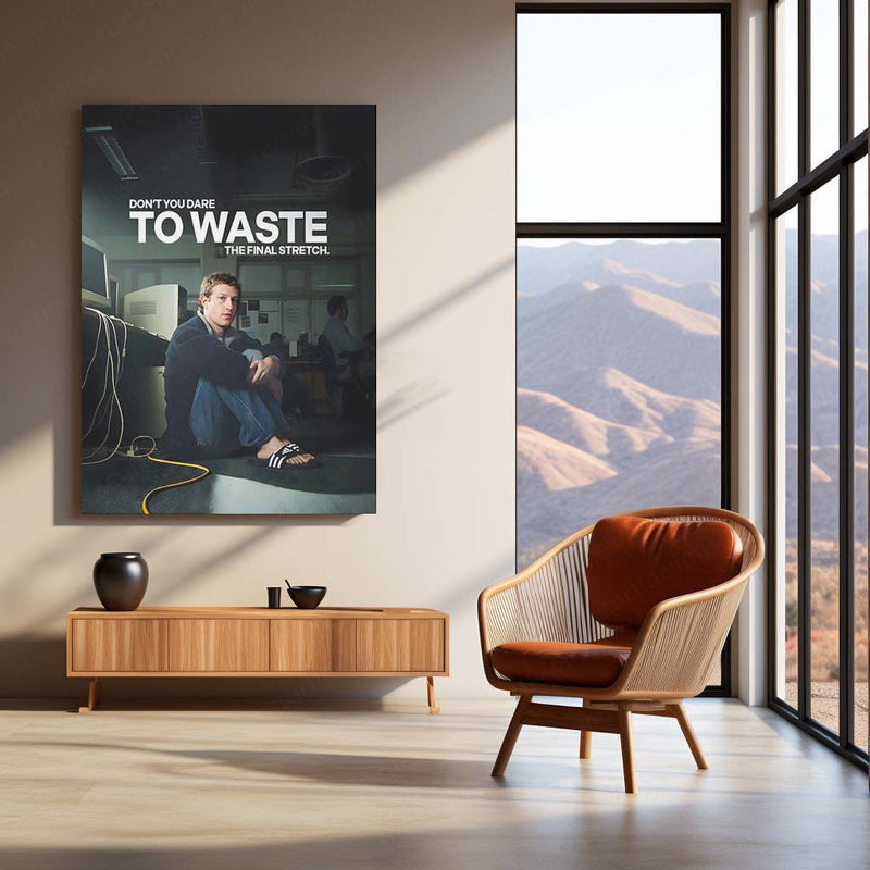 Quote Metal Poster | Mark Zuckerberg – Don’t Waste the Final Stretch Metal Frame  Relentless Focus & Builder’s Endgame Mindset Wall Art | Execution Over Comfort Quote Metal Poster