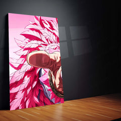 Anime Metal Poster Set of 3 | Donquixote Doflamingo | One Piece Anime Triptych Wall Art | Pink Feather 3 Panel Metal Print