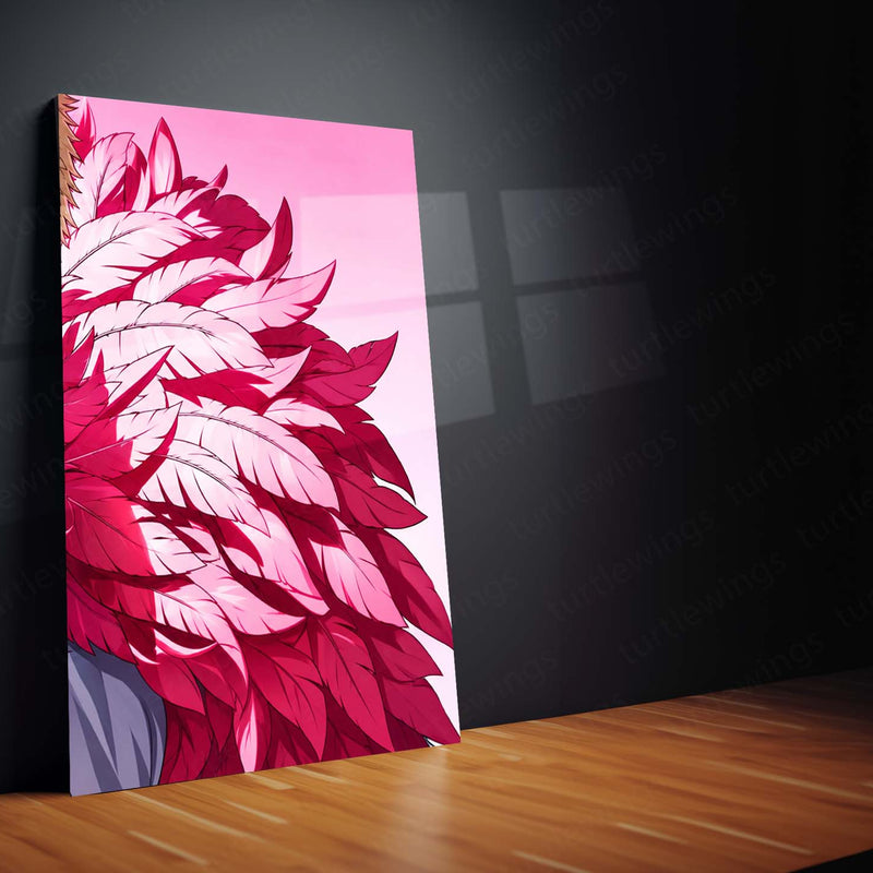 Anime Metal Poster Set of 3 | Donquixote Doflamingo | One Piece Anime Triptych Wall Art | Pink Feather 3 Panel Metal Print