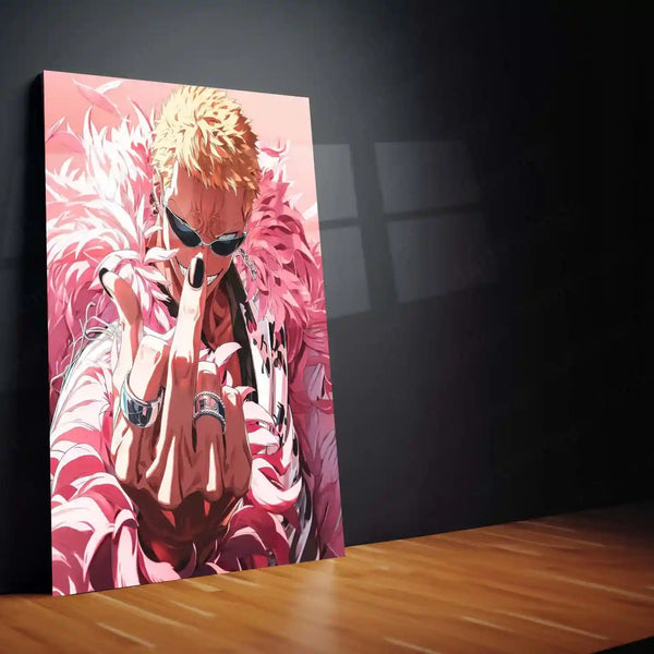 Anime Metal Poster | Donquixote Doflamingo | Dominance & Chaos Anime Wall Art | Villain Power Metal Poster - TURTLEWINGS 