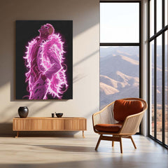 Anime Metal Poster | Donquixote Doflamingo Glow One Piece Villain Metal Poster | Anime Wall Frame