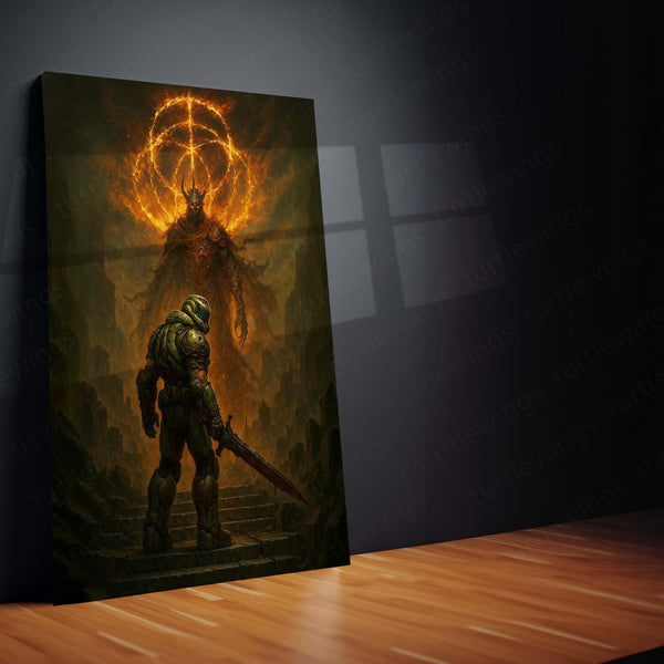 🔥 Doom Slayer Game Metal Frame Poster | Epic Gaming Wall Art for Hardcore Fans - TURTLEWINGS 