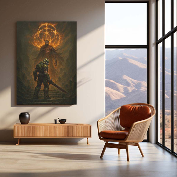 🔥 Doom Slayer Game Metal Frame Poster | Epic Gaming Wall Art for Hardcore Fans - TURTLEWINGS 