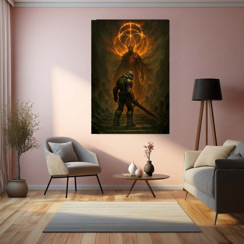 🔥 Doom Slayer Game Metal Frame Poster | Epic Gaming Wall Art for Hardcore Fans - TURTLEWINGS 