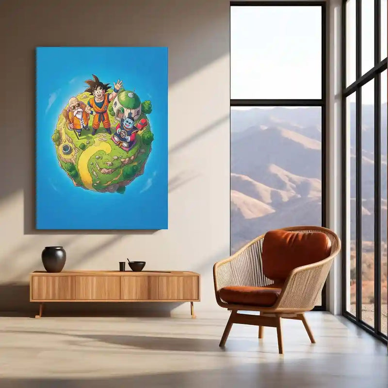 Anime Metal Poster | Dragon Ball Nostalgia Metal Poster | Goku Master Roshi Anime Wall Art | Kame House Island Frame | Anime Decor - TURTLEWINGS 