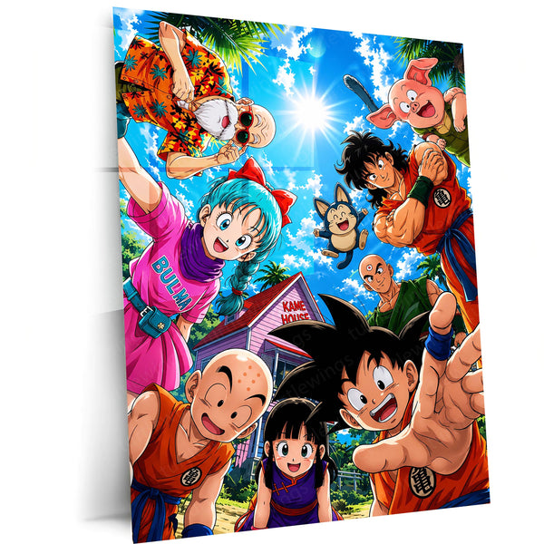 Dragon Ball Z Kame House Friends Metal Poster | Goku & Friends Anime Wall Art