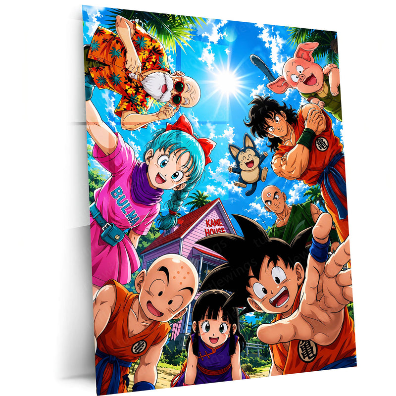Dragon Ball Z Kame House Friends Metal Poster | Goku & Friends Anime Wall Art