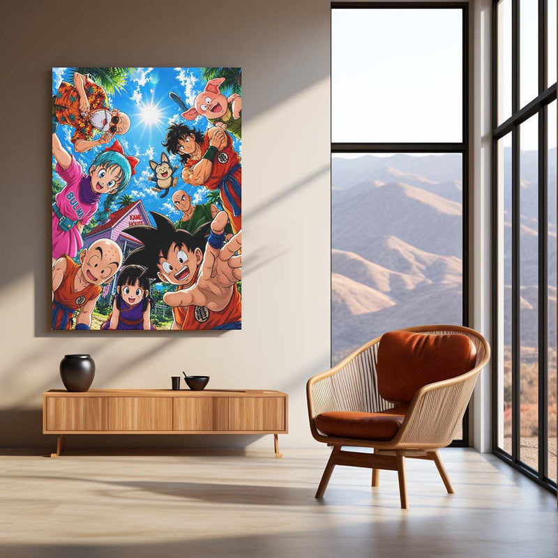 Dragon Ball Z Kame House Friends Metal Poster | Goku & Friends Anime Wall Art