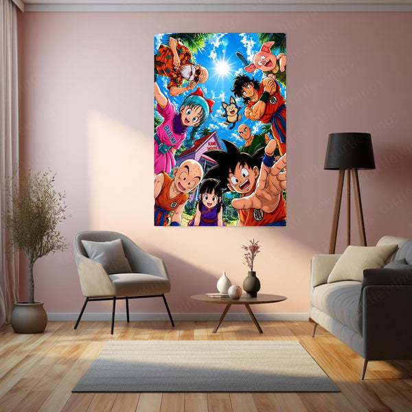Dragon Ball Z Kame House Friends Metal Poster | Goku & Friends Anime Wall Art