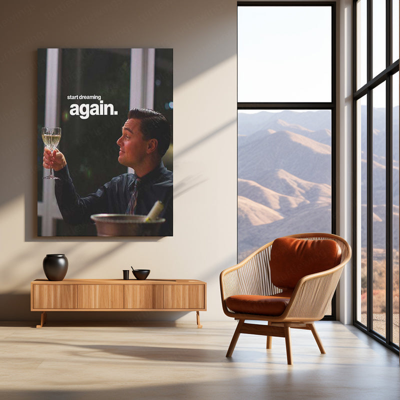 Dream Reboot – Leonardo DiCaprio Hustle Metal Poster | Ambition x Aesthetic Motivational Wall Art