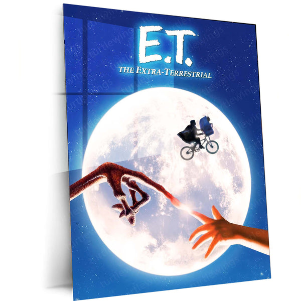 E.T. Movie Poster – Iconic 80s Classic Sci-Fi Metal Poster | Moon & Bicycle Scene Wall Frame