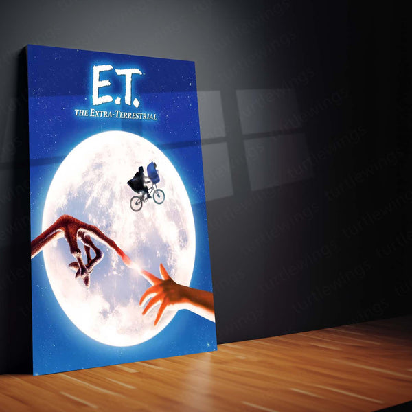 E.T. Movie Poster – Iconic 80s Classic Sci-Fi Metal Poster | Moon & Bicycle Scene Wall Frame