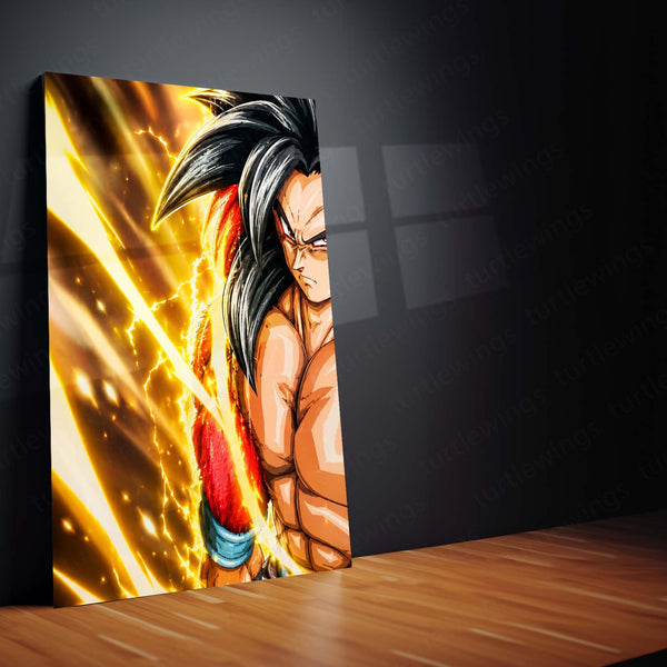 Anime Metal Poster Set of 3 | Dragon Ball GT | Super Saiyan 4 Goku & Vegeta Golden Energy Triptych Wall Art