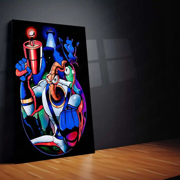 Game Metal Poster | Earthworm Jim – Galactic Hero of Chaos | Retro Gaming Metal Frame Poster