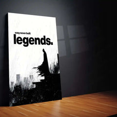Quote Metal Poster | Easy Never Built Legends | Grit, Discipline & Dark Knight Mindset Metal Frame - TURTLEWINGS 