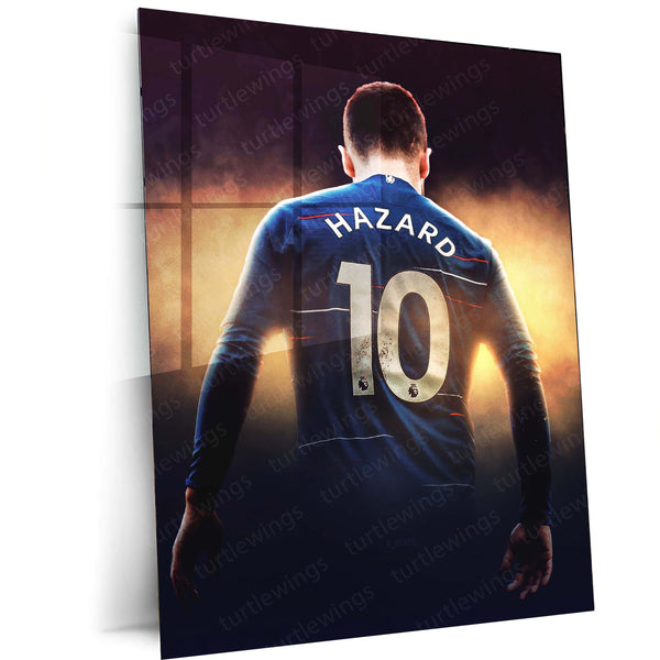 Eden Hazard #10 Glowing Back Pose – Chelsea Metal Frame | Legendary Winger Wall Art - TURTLEWINGS 