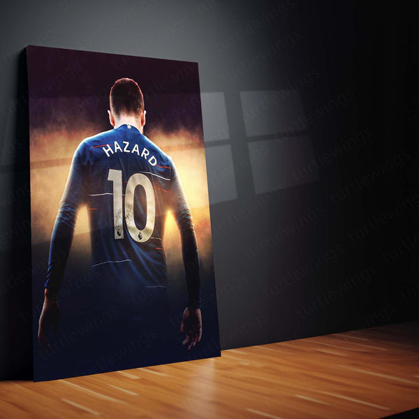 Eden Hazard #10 Glowing Back Pose – Chelsea Metal Frame | Legendary Winger Wall Art - TURTLEWINGS 