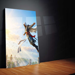 Game Metal Poster | Assassin’s Creed Leap of Faith Metal Poster | Epic Assassin Skyline Wall Art | Cinematic Gaming Metal Print