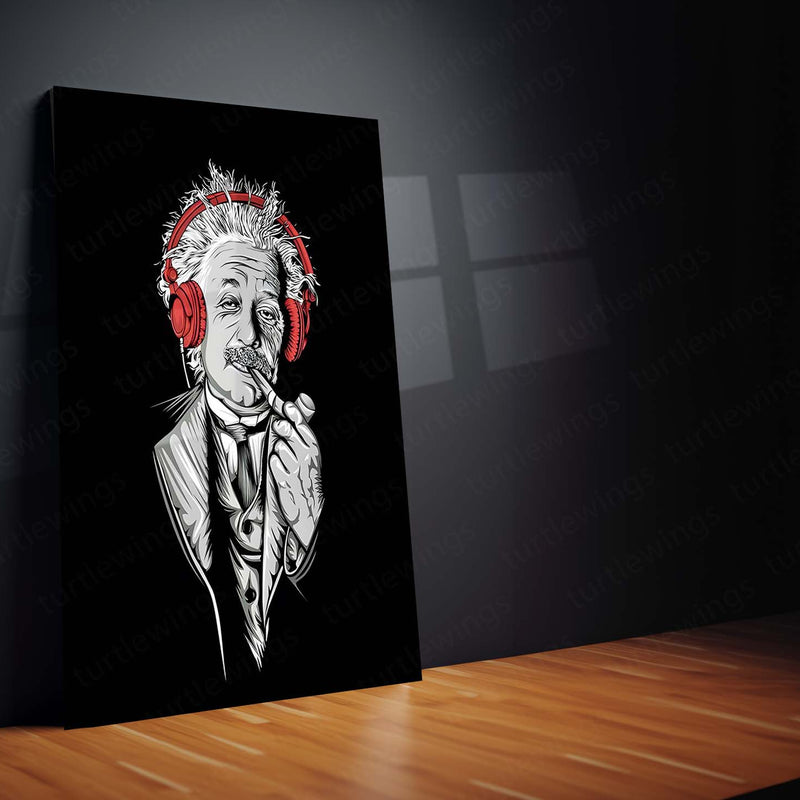 Einstein Beats Metal Poster | Genius Meets Music Wall Art | Creative Mind Inspirational Metal Frame by TurtleWings