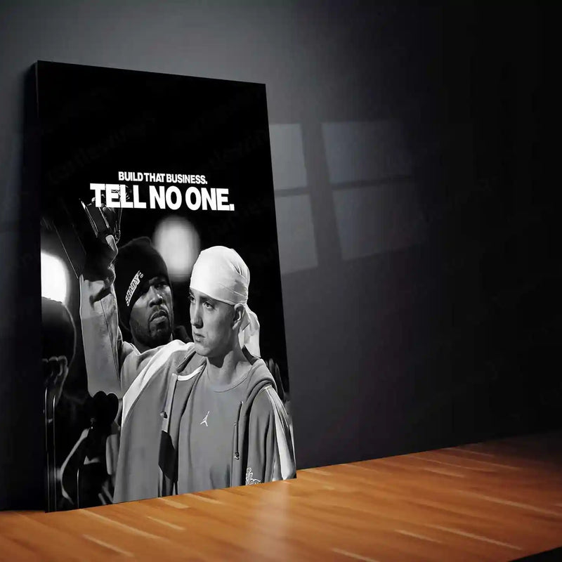 Quote Metal Poster | Eminem & 50 Cent | “Build That Business. Tell No One.” | Hustle Mindset Metal Poster - TURTLEWINGS 