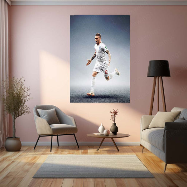 England #12 – Tattooed Arms & Celebration Pose Metal Frame | Three Lions Wall Art - TURTLEWINGS 