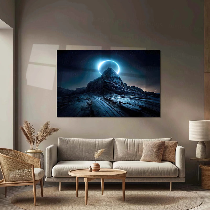 Enigmatic Lunar Eclipse Metal Poster | Celestial Nightscape Wall Art - TURTLEWINGS 