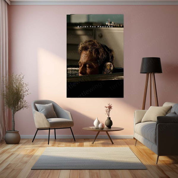 Quote Metal Poster | Brad Pitt – Enjoy the Process | Motivational Mindset Metal Frame | Cinematic Inspirational Wall Art by