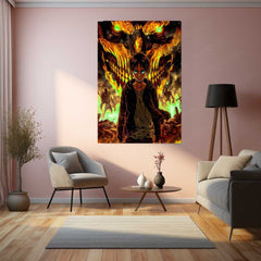 Anime Metal Poster | Attack on Titan Metal Poster | Eren Yeager & Attack Titan Inferno Wall Art | Epic Titan Anime Metal Frame