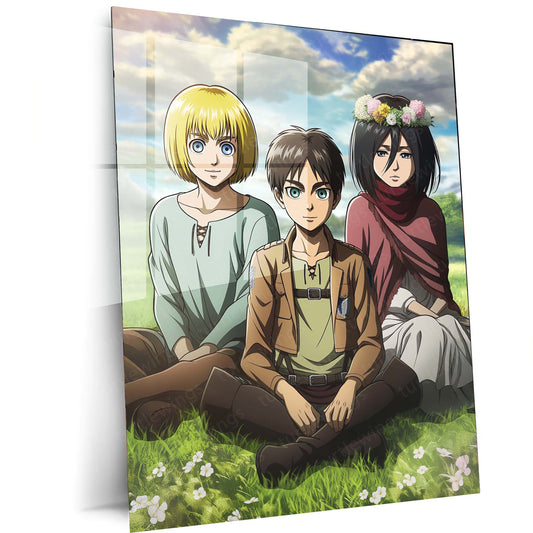 Anime Metal Poster | Eren, Mikasa & Armin Metal Poster – Attack on Titan Tribute